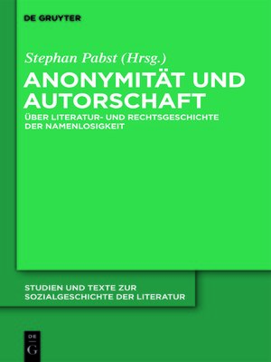 cover image of Anonymität und Autorschaft